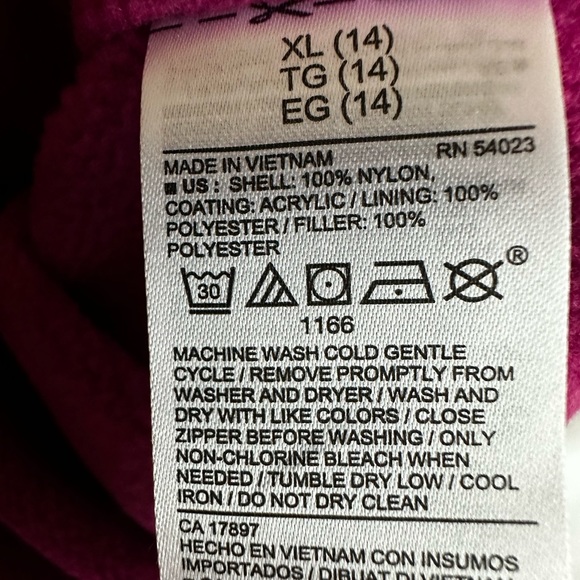 Old Navy puffer vest. Hot pink color. Girls size XL. Two hand pockets, full zip. - Picture 4 of 5